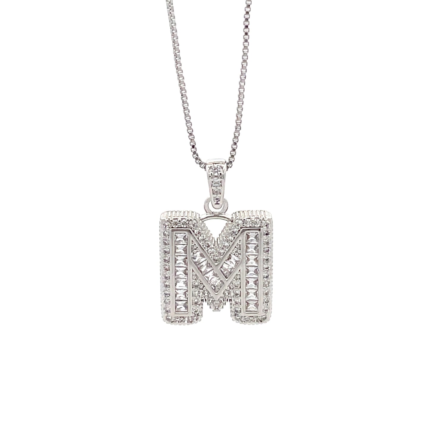 The One Fancy Diamond Necklace - Letter M