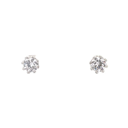 Crown CZ Round Earrings - 08