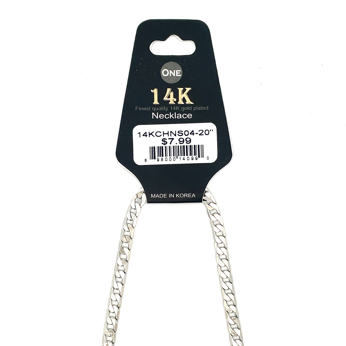 14K Chain Necklace #4 - FLAT CUBAN 20inch 4mm