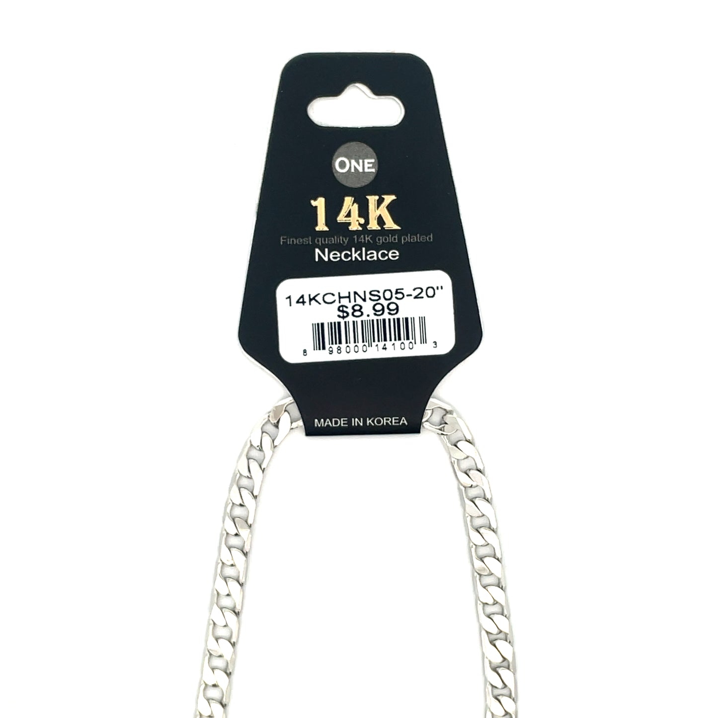 14K Chain Necklace #5 - FLAT CUBAN 20inch 5mm