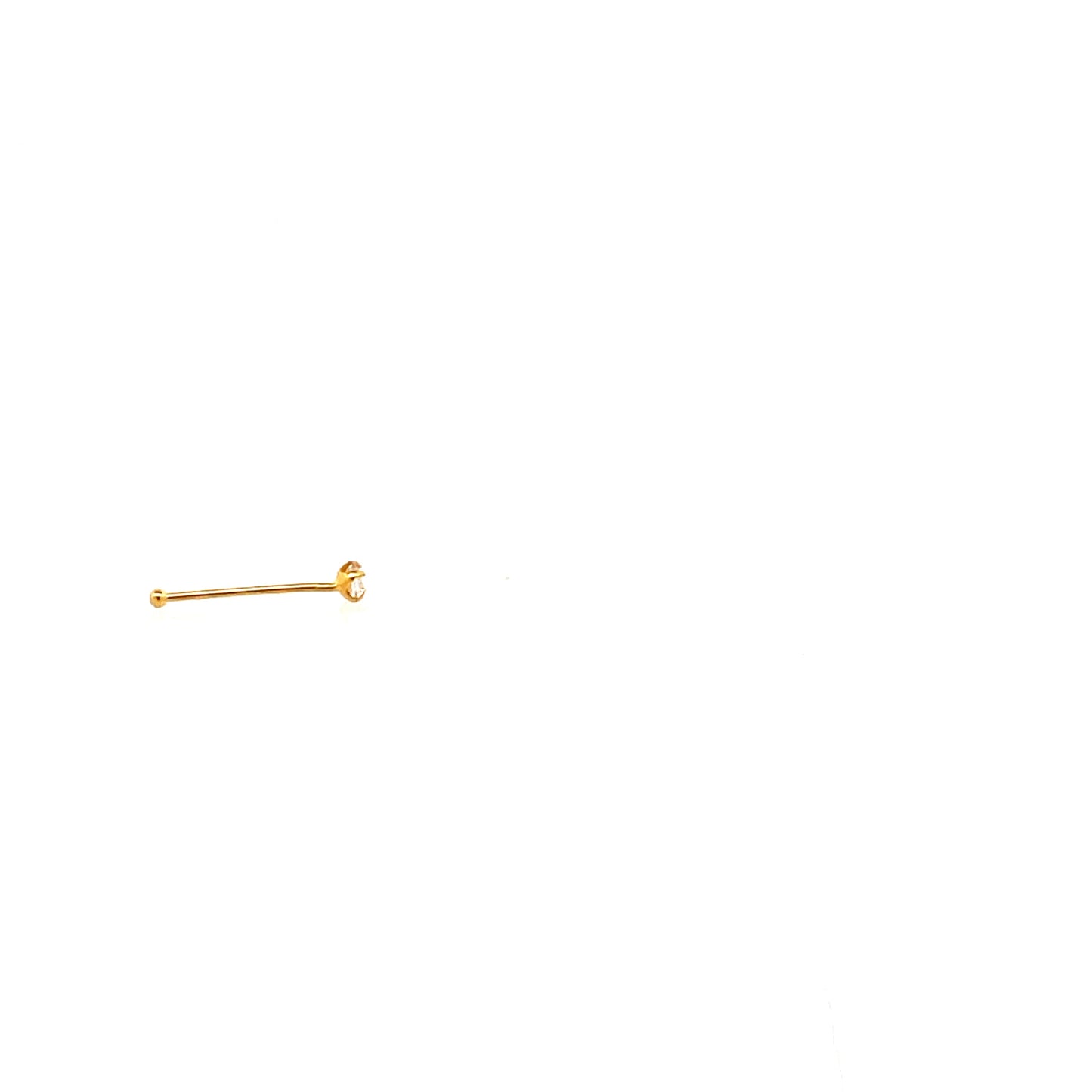 NOSE RING GOLD PIN 01 - 2mm STONE (ball end)