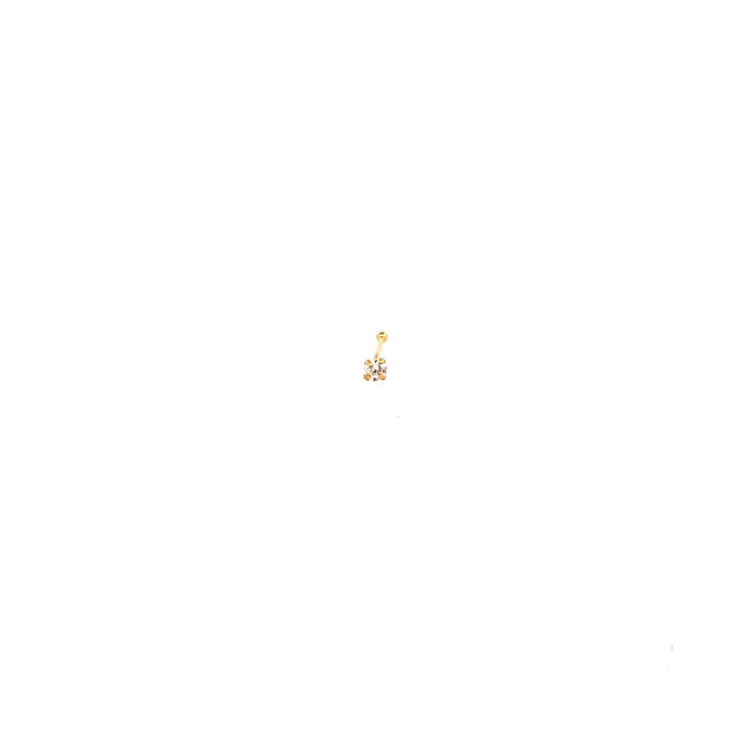 NOSE RING GOLD PIN 01 - 2mm STONE (ball end)
