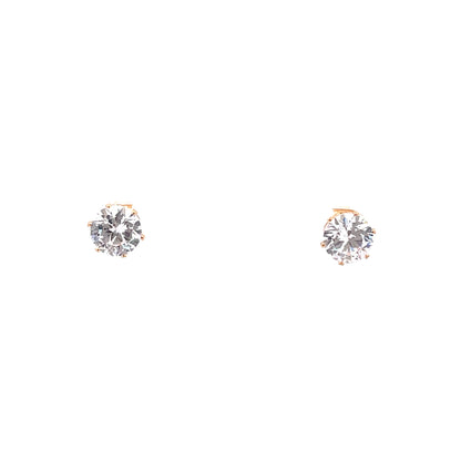 Cubic Zirconia Earrings Round - 8MM
