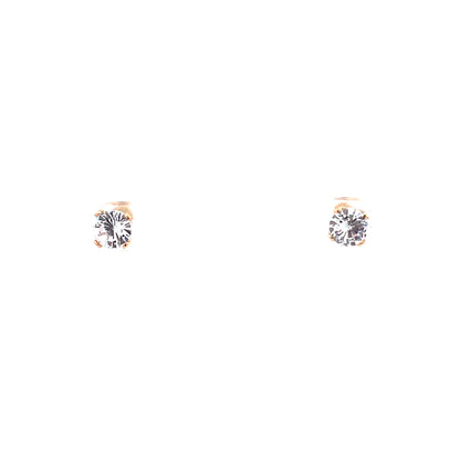 Screw Back CZ Round Earrings - 6MM