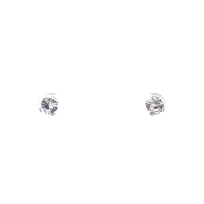 Screw Back CZ Round Earrings - 6MM
