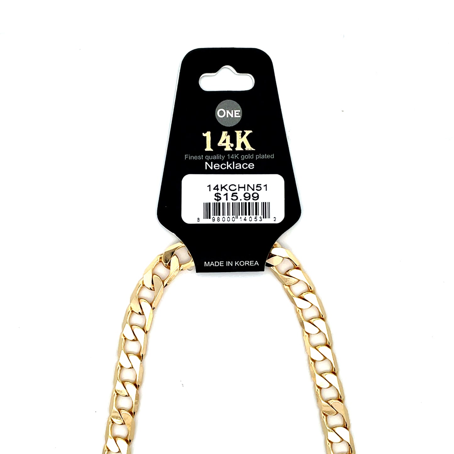 14K Chain Necklace #51 - FLAT CUBAN 24inch 8mm