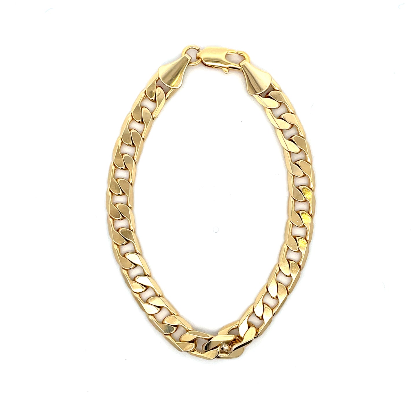 14K Chain Bracelet #57 - FLAT CUBAN 8inch 8mm