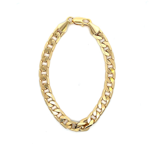 18K Chain Bracelet #57 - FLAT CUBAN 8inch 8mm