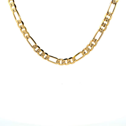 18K Chain Necklace #62 - FLAT FIGARO 24inch 10mm