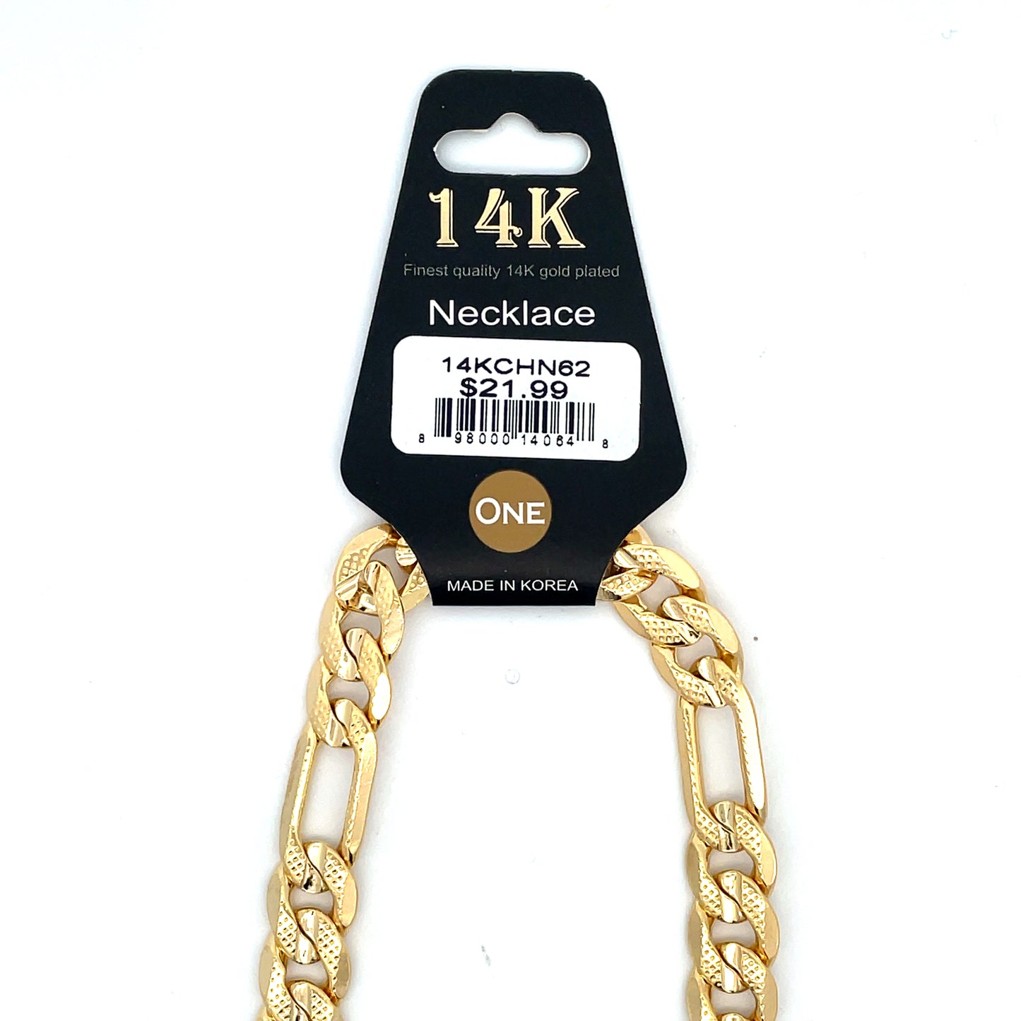 14K Chain Necklace #62 - FLAT FIGARO 24inch 10mm