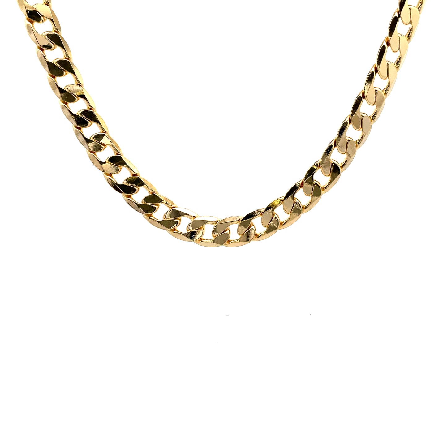 14K Chain Necklace #63 - FLAT CUBAN 24inch 12mm