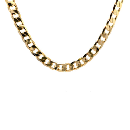 18K Chain Necklace #63 - FLAT CUBAN 24inch 12mm