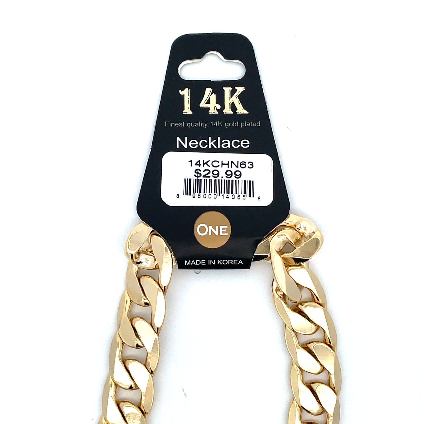 14K Chain Necklace #63 - FLAT CUBAN 24inch 12mm