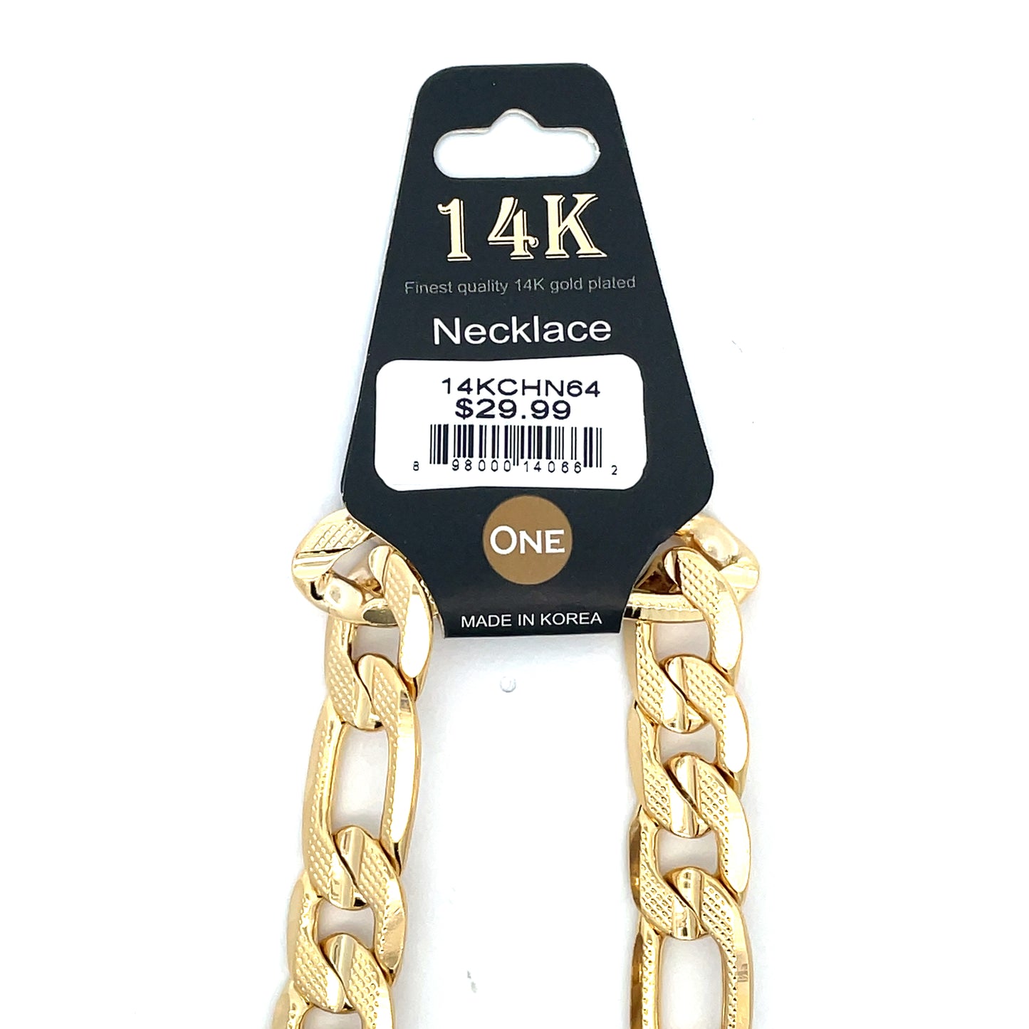 14K Chain Necklace #64 - FROST FIGARO 24inch 12mm