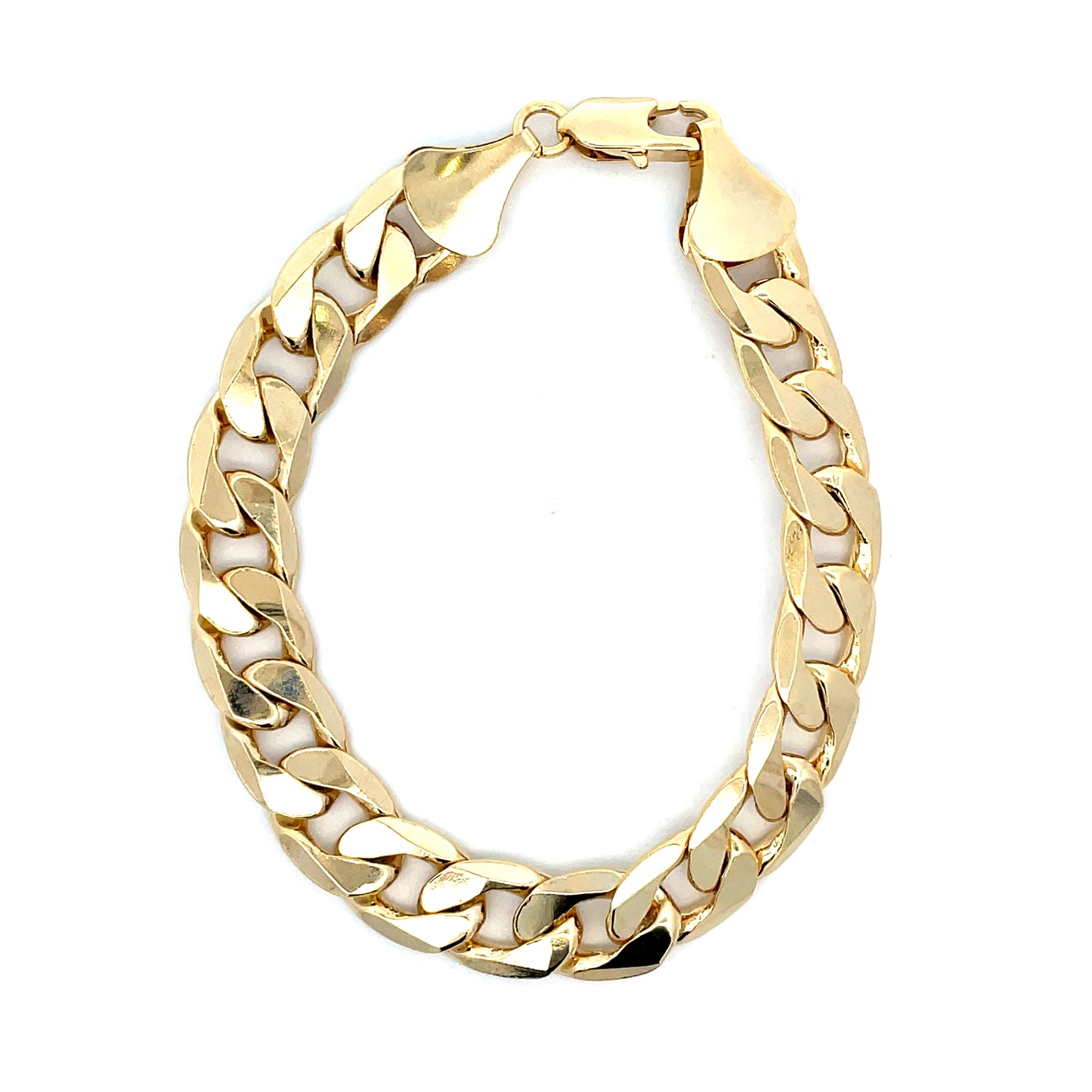 14K Chain Bracelet #69 - FLAT CUBAN 8inch 12mm