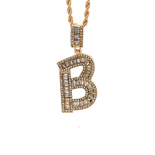 Baguette Initial Necklace - B