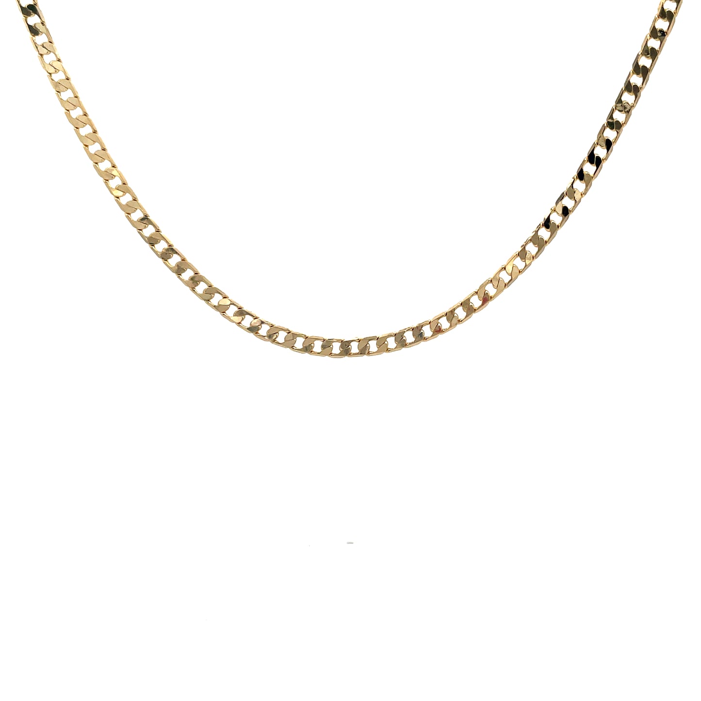 14K Chain Necklace #101 - FLAT CUBAN 18inch 4mm