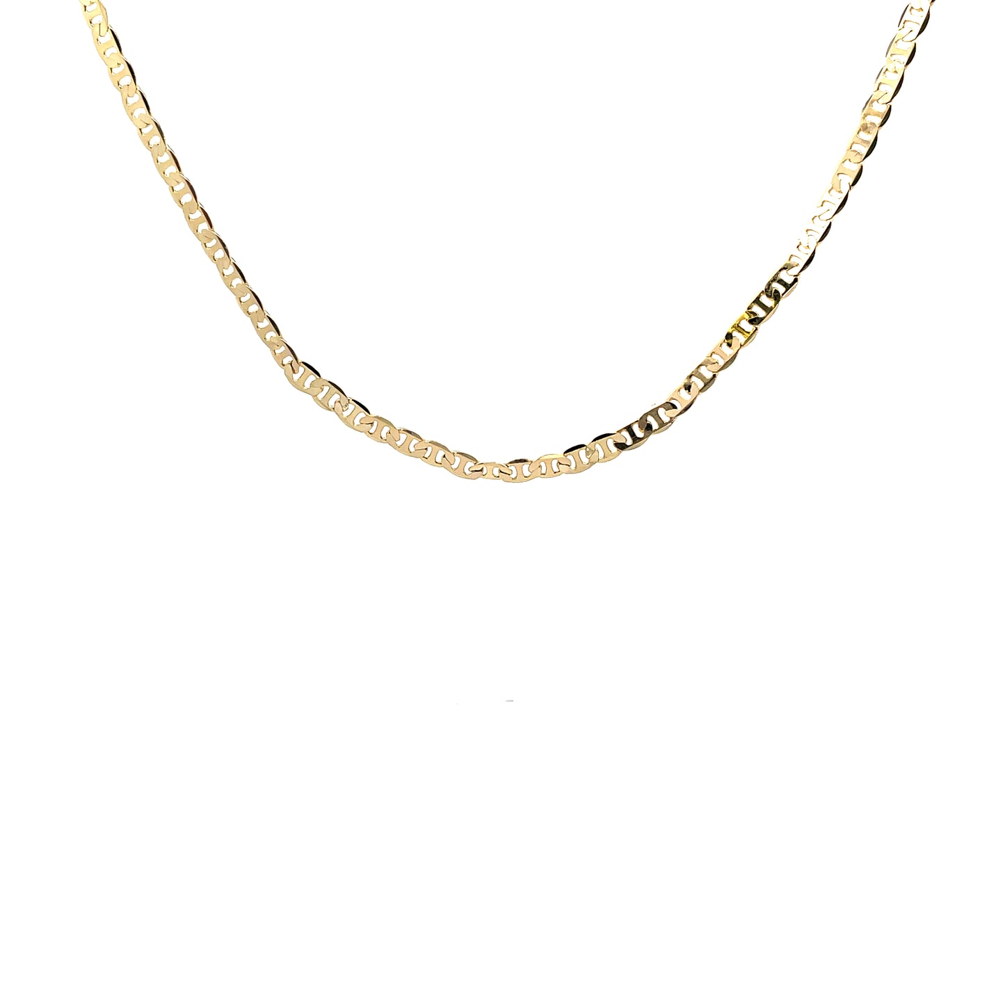 14K Chain Necklace #107 - FLAT MARINER 18inch 4mm