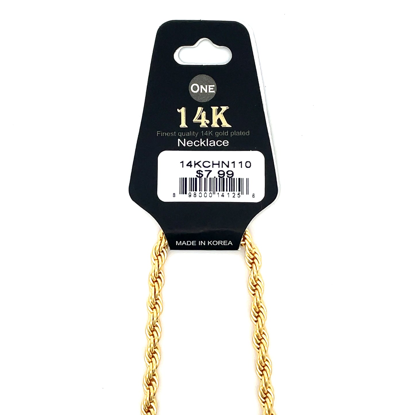 14K Chain Necklace #110 - ROPE 18inch 4mm