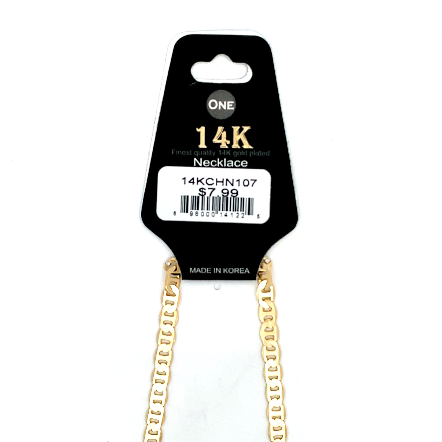 14K Chain Necklace #107 - FLAT MARINER 18inch 4mm