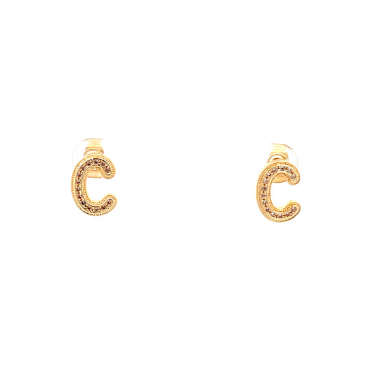 Venus Initial Earrings - C