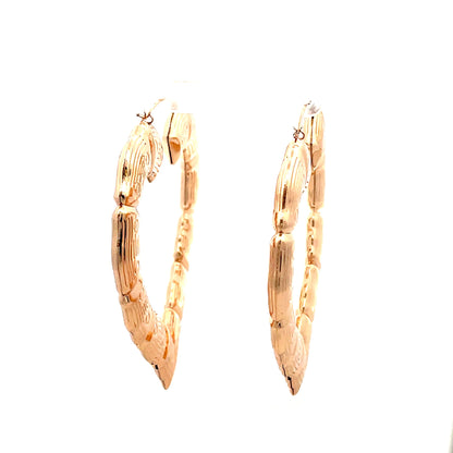 Bamboo Heart Gold Earrings - 07