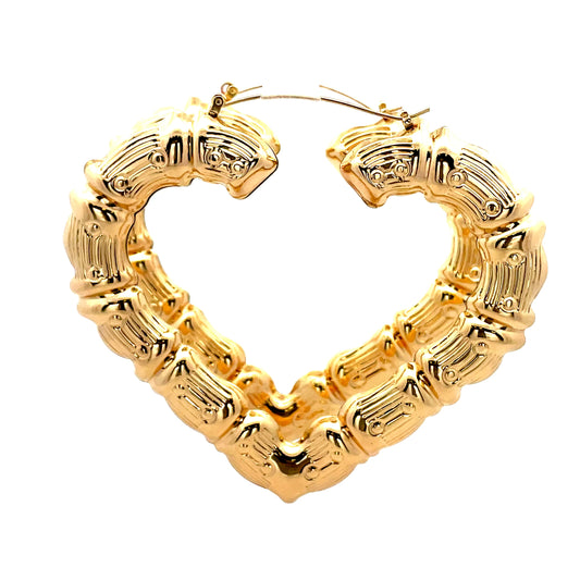 Bamboo Heart Gold Earrings - 08