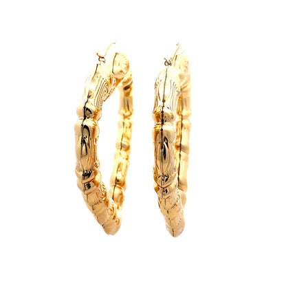 Bamboo Heart Gold Earrings - 08