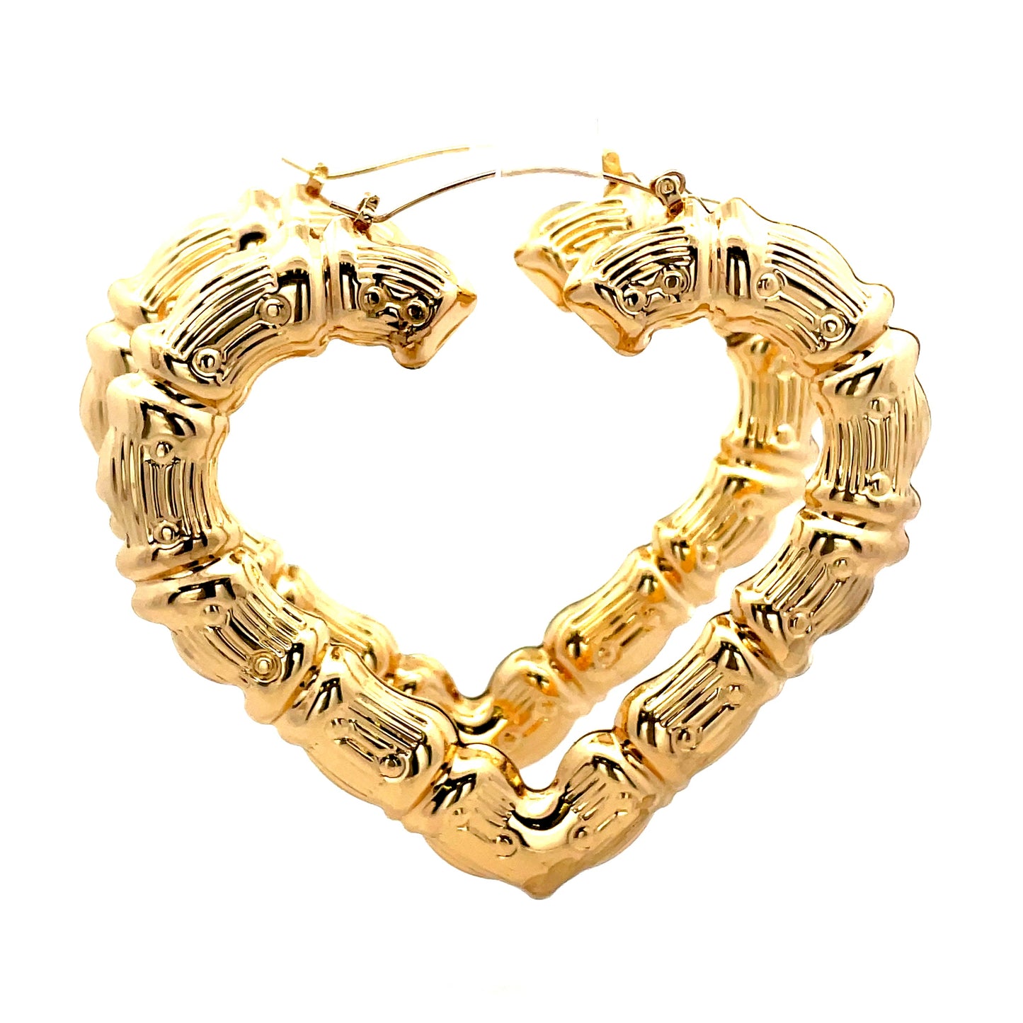 Bamboo Heart Gold Earrings - 08