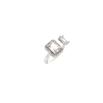Halo Open Rectangle-Cut Fashion Ring - Design 09