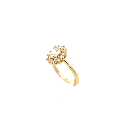 Star Flower Oval-Shaped Fashion Ring - Design 01
