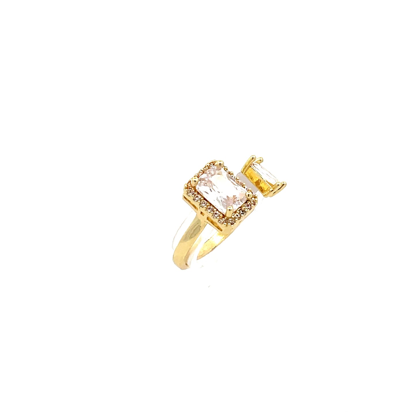 Halo Open Rectangle-Cut Fashion Ring - Style 09