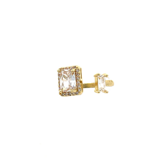 Halo Open Rectangle-Cut Fashion Ring - Style 09