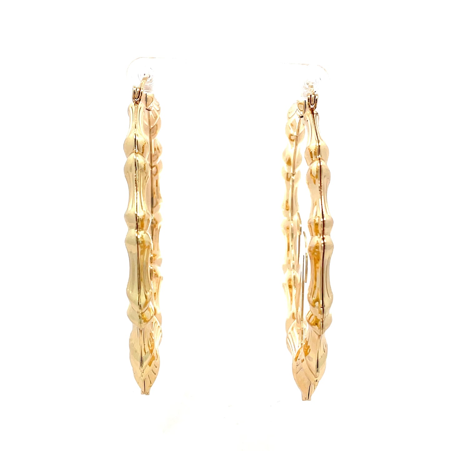 Large Bamboo Initial Earrings 70mm "N"