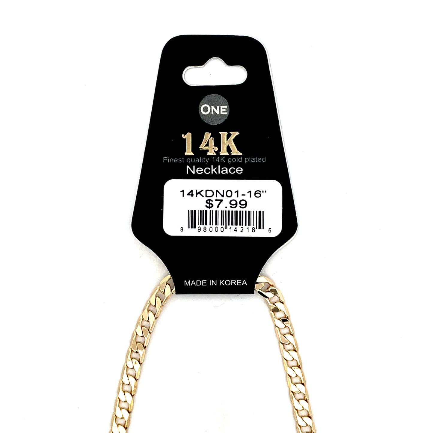 14K KIDS NECKLACE #01 - FLAT CUBAN 16 inch 4mm