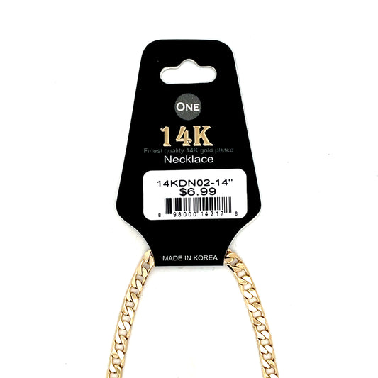 14K KIDS NECKLACE #02 - FLAT CUBAN 14 inch 4mm