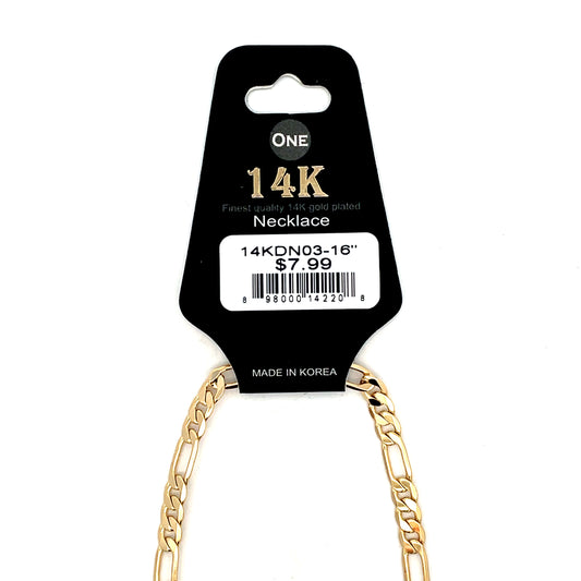 14K KIDS NECKLACE #03 - FLAT FIGARO 16 inch 4mm