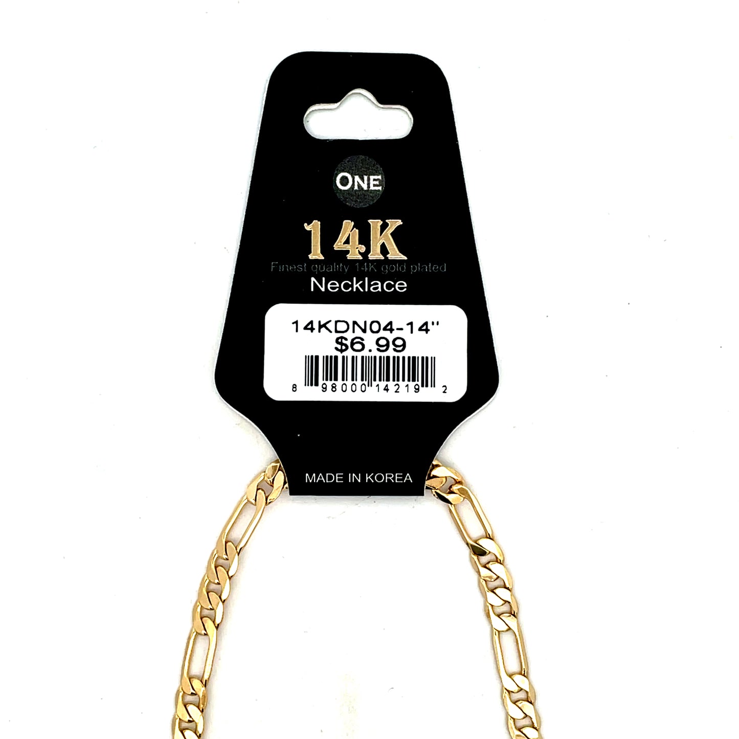 14K KIDS NECKLACE #04 - FLAT FIGARO 14 inch 4mm