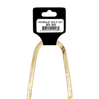 14K KIDS BRACELET #04 - HERRINGBONE 6 inch 4mm