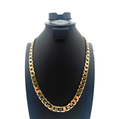 18K Chain Necklace #63 - FLAT CUBAN 24inch 12mm
