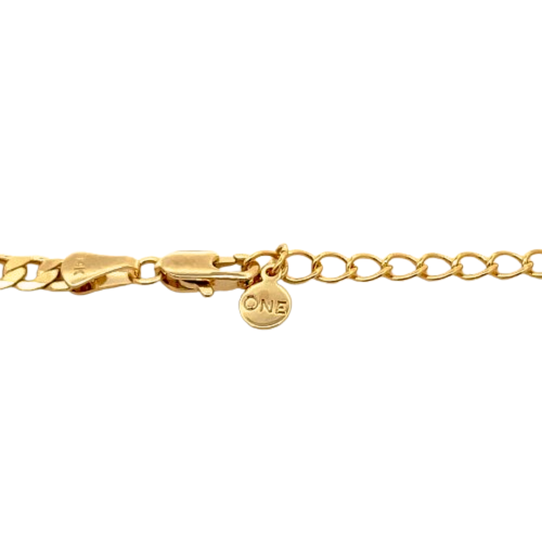 14K KIDS BRACELET #01 - FLAT CUBAN 6 inch 4mm