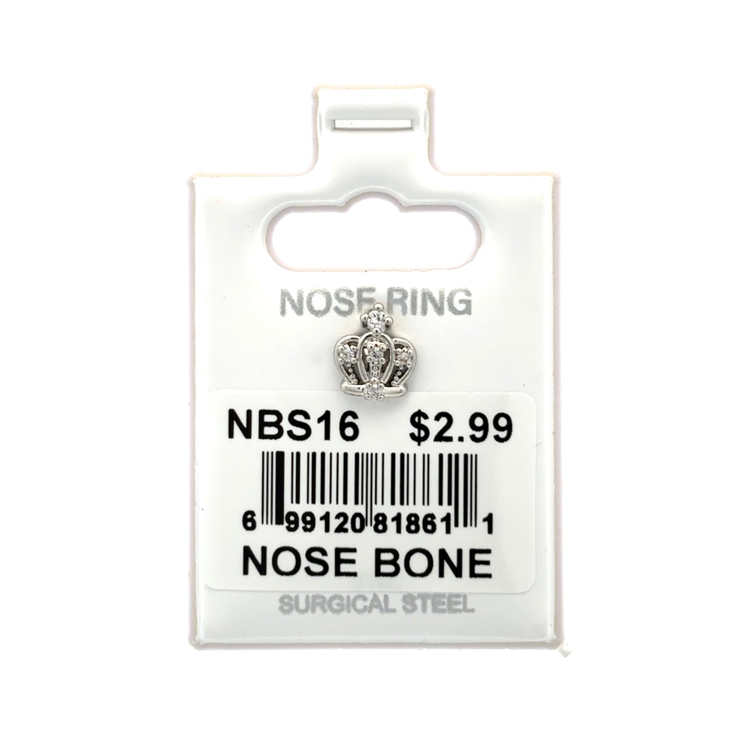Stainless Steel Nose Ring - Bone #16