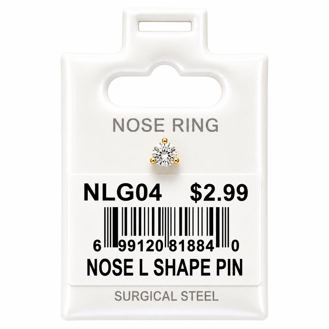 Stainless Steel Nose Ring - " L" Pin #04