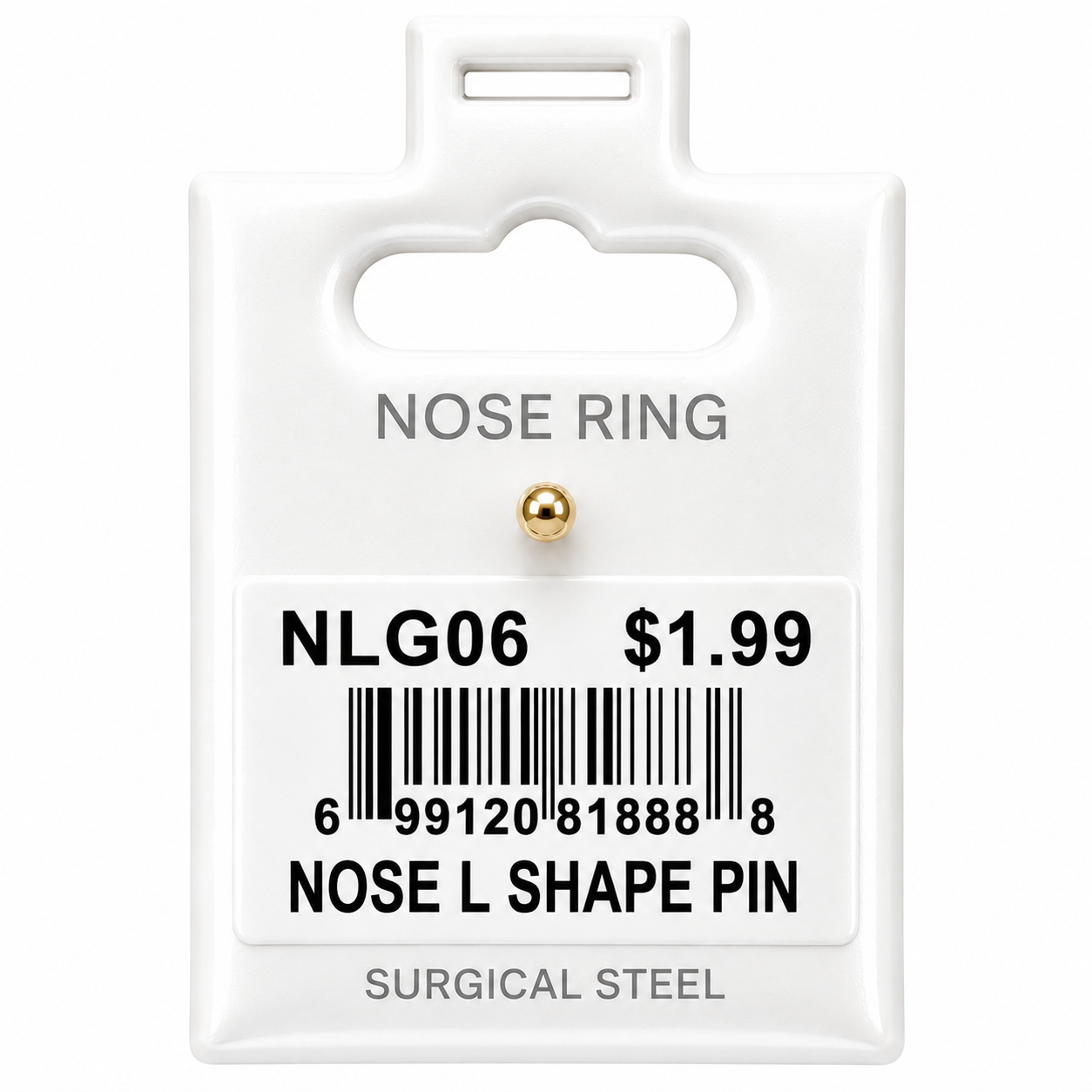 Stainless Steel Nose Ring - " L" Pin #06