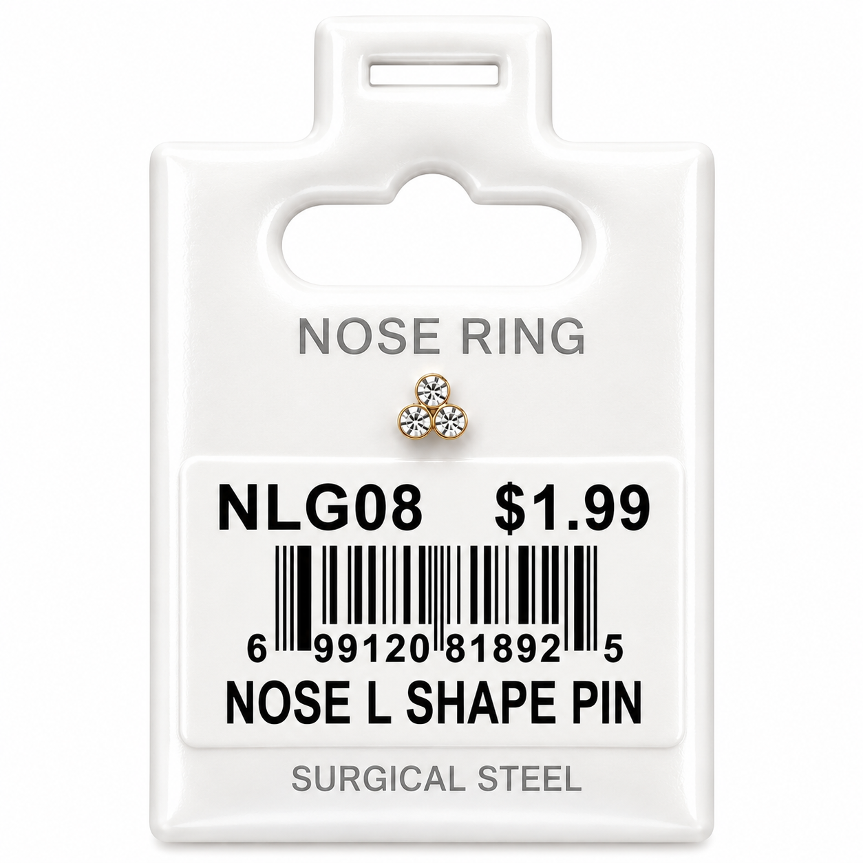 Stainless Steel Nose Ring - " L" Pin #08