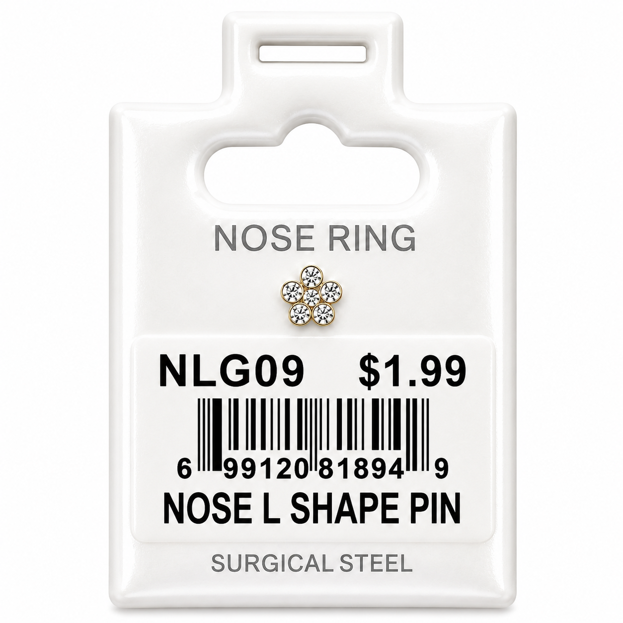 Stainless Steel Nose Ring - " L" Pin #09