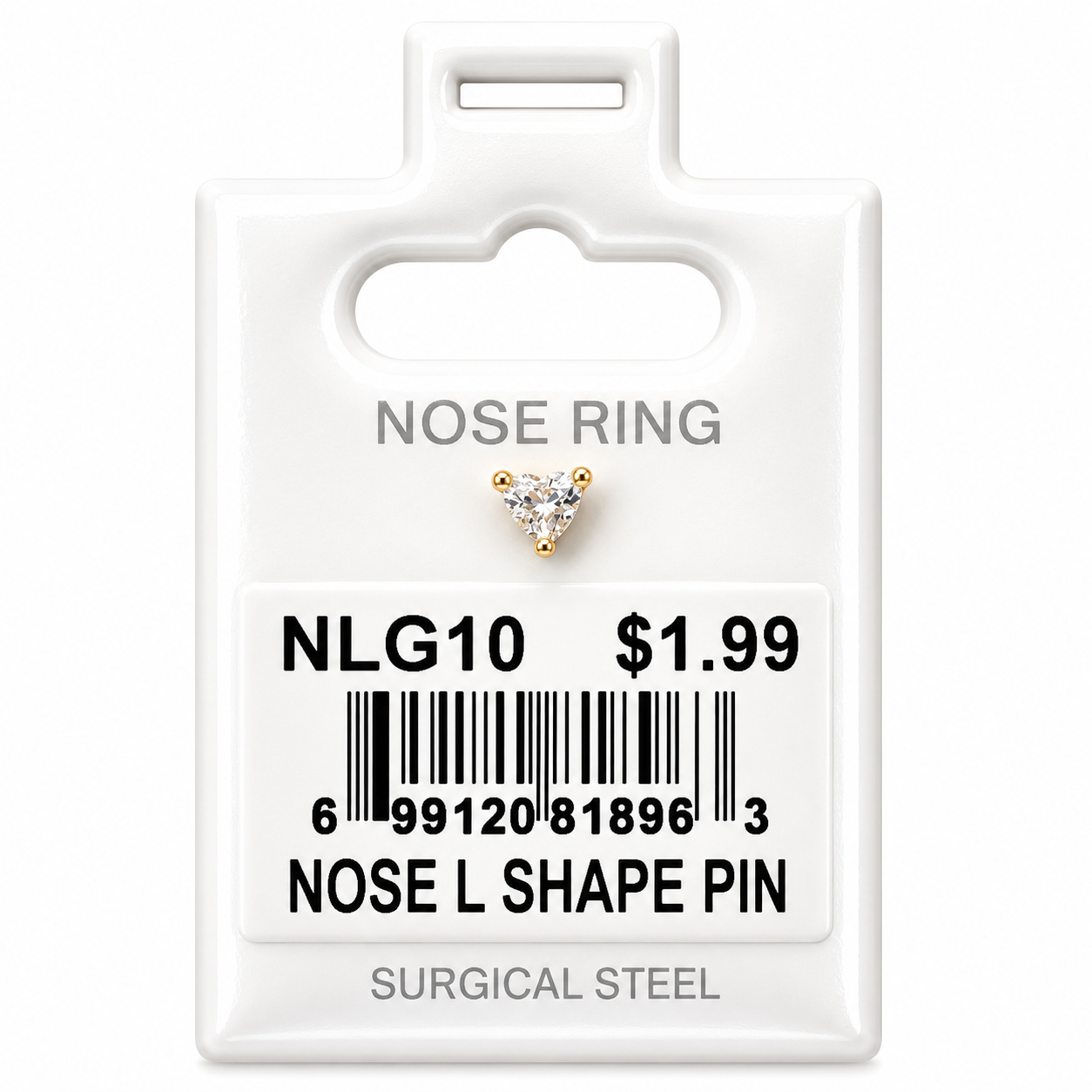 Stainless Steel Nose Ring - " L" Pin #10