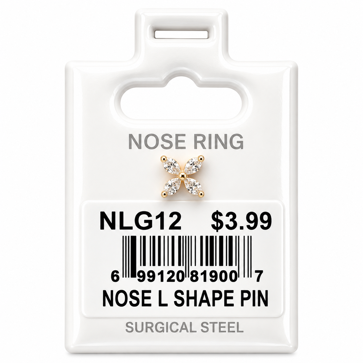 Stainless Steel Nose Ring - " L" Pin #12