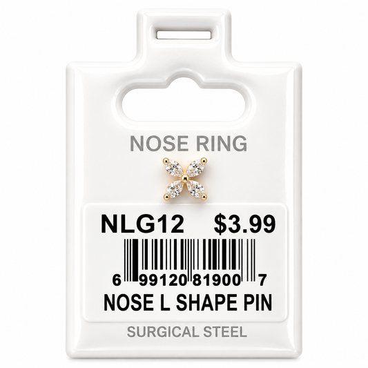 Stainless Steel Nose Ring - " L" Pin #12