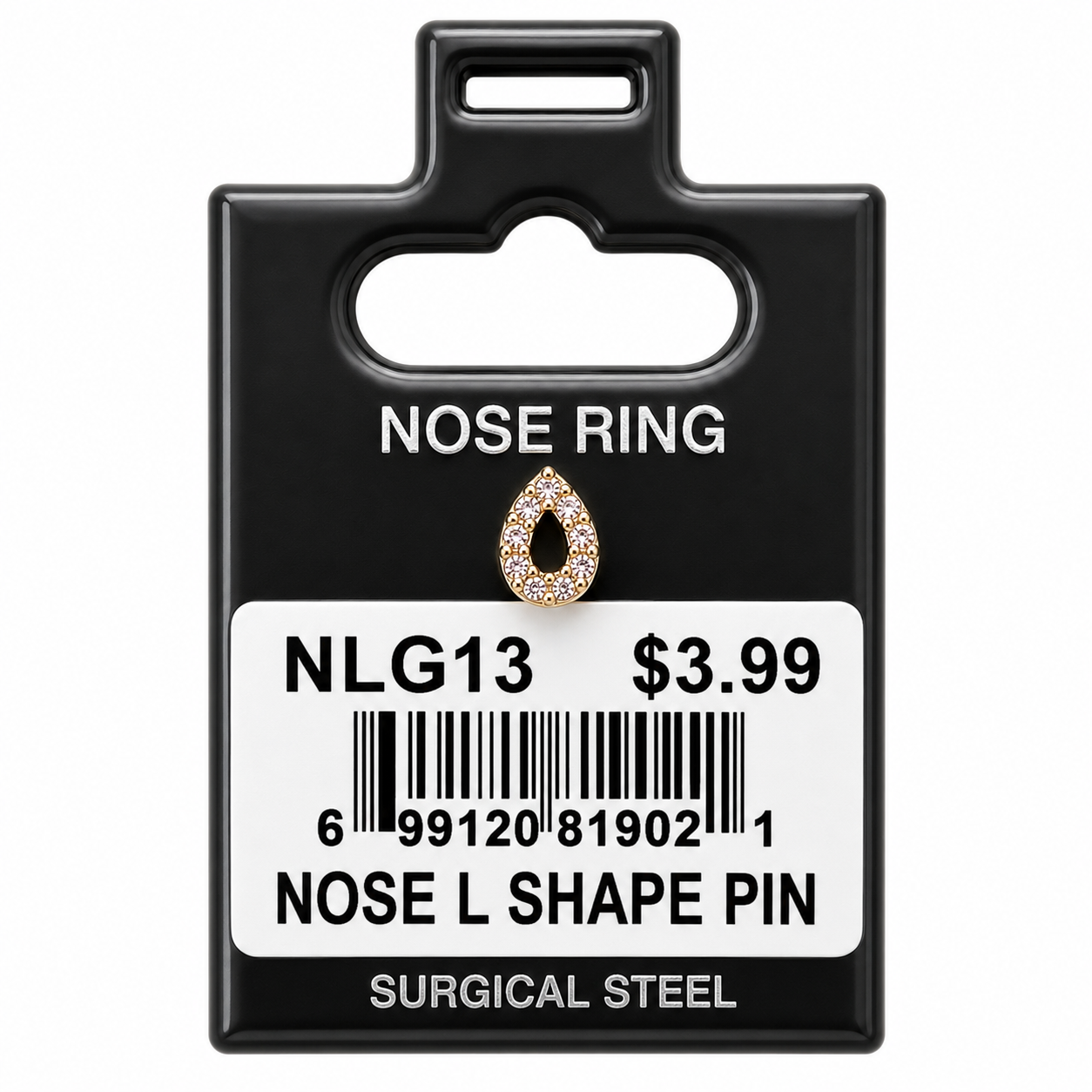 Stainless Steel Nose Ring - " L" Pin #13